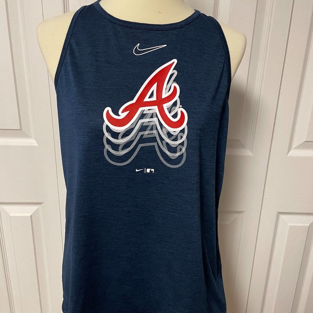 Nike Atlanta Braves Navy Blue athletic Activewear Tank Top Size L